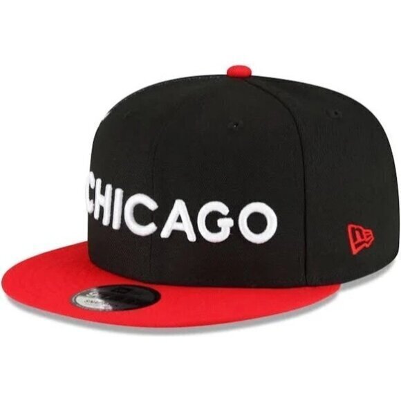 Chicago Bulls Snapback Hat‎ Black/Red Flat Brim Cap - Size 7 7/8 - Picture 4 of 7